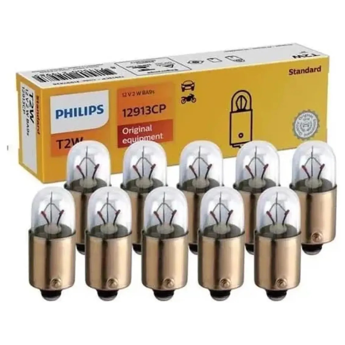 10 Lâmpadas da Lanterna 2W 12V BA9S - Philips - 12913