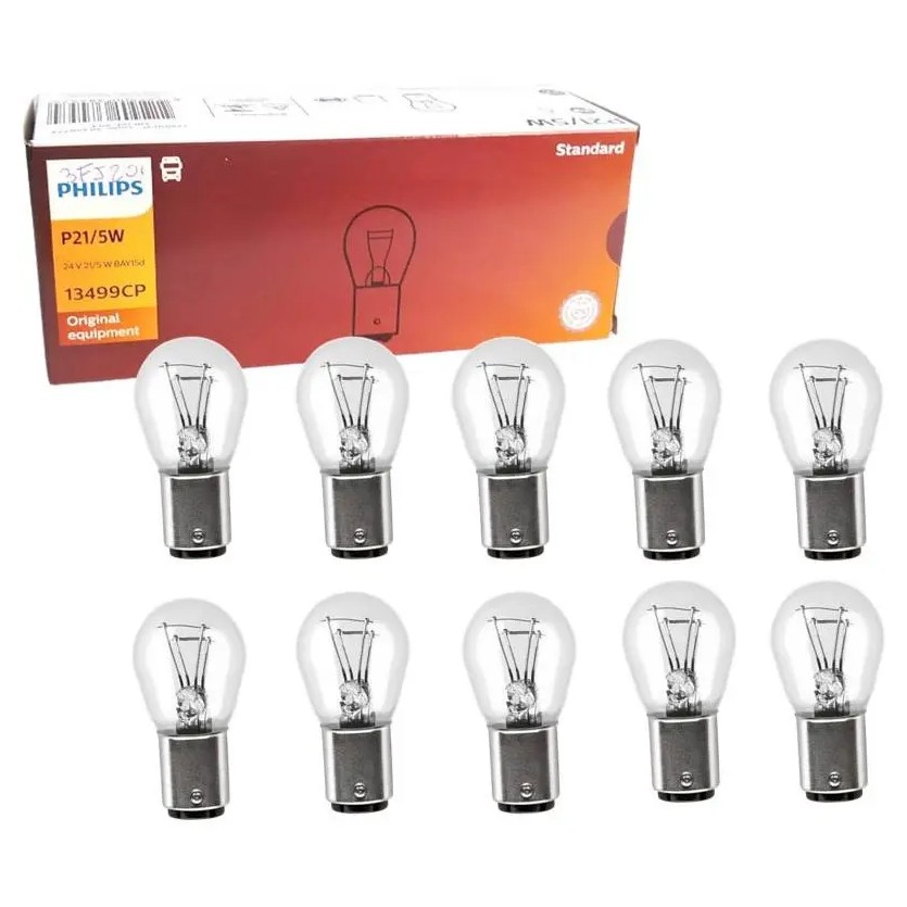 10 Lâmpadas da Lanterna Halogena P21/5W 24V Incolor Amarela - Philips - 13499