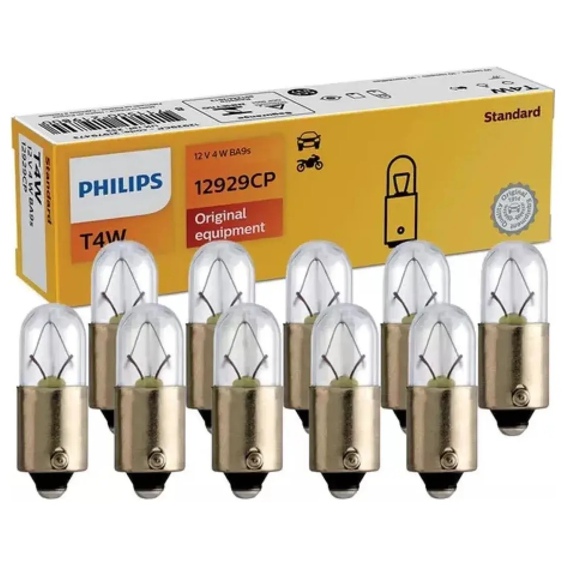 10 Lâmpadas Seta T4W 12V - Philips - 12929