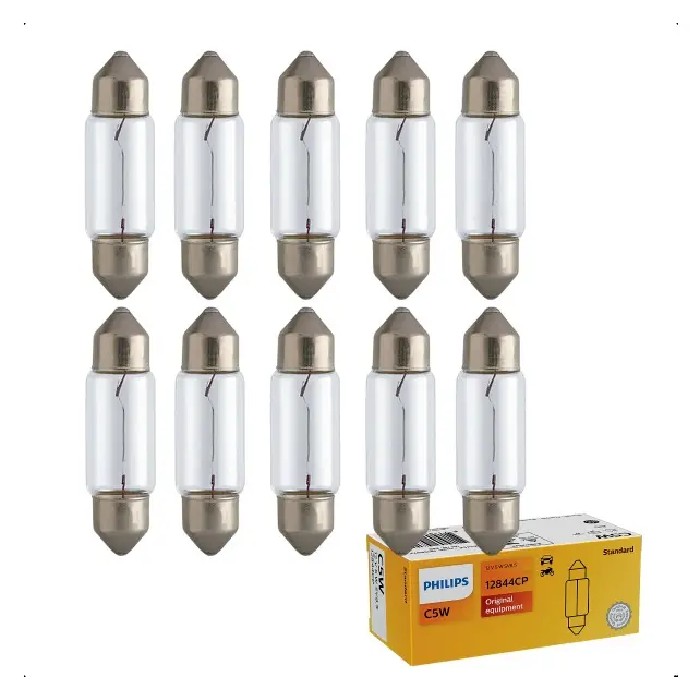 10 Lâmpadas de Teto Halogena 12V 5W SV8,5 C5W - Philips - 12844