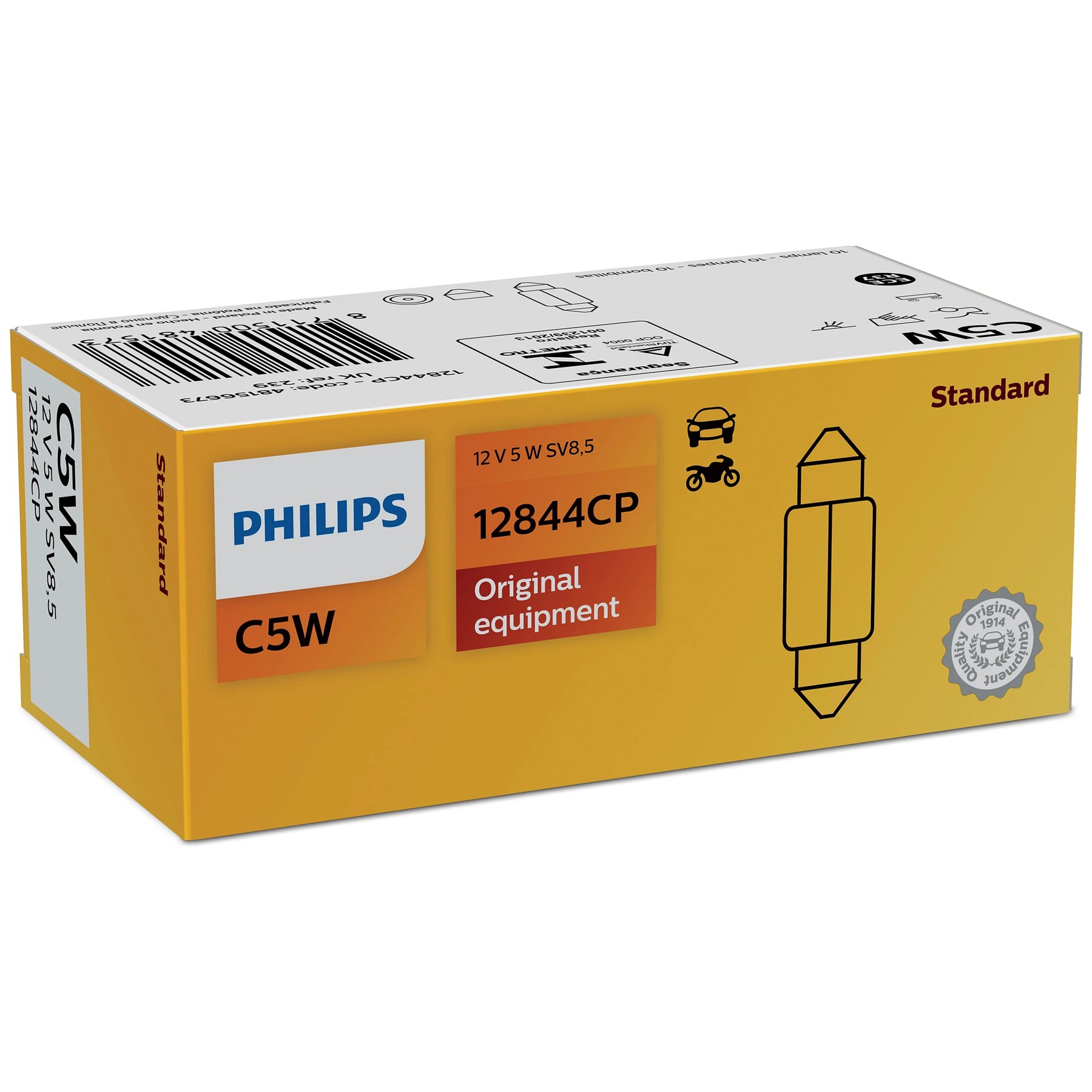 10 Lâmpadas de Teto Halogena 12V 5W SV8,5 C5W - Philips - 12844
