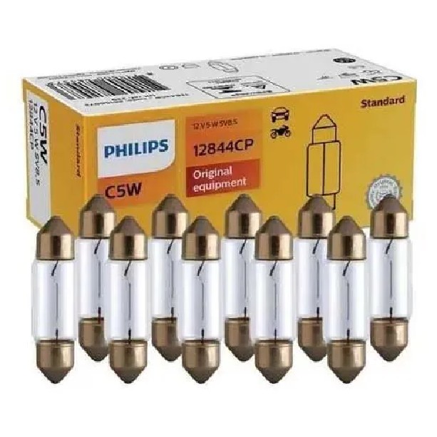10 Lâmpadas de Teto Halogena 12V 5W SV8,5 C5W - Philips - 12844
