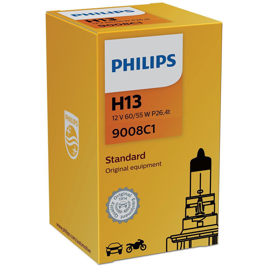 Lâmpada do Farol Alto H13 Halogena 60/55 W 12V - Philips - 9008C1