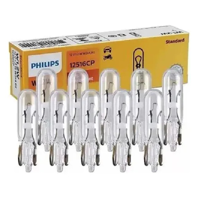 10 Lâmpadas do Painel W1,2W 12V - Philips - 12516
