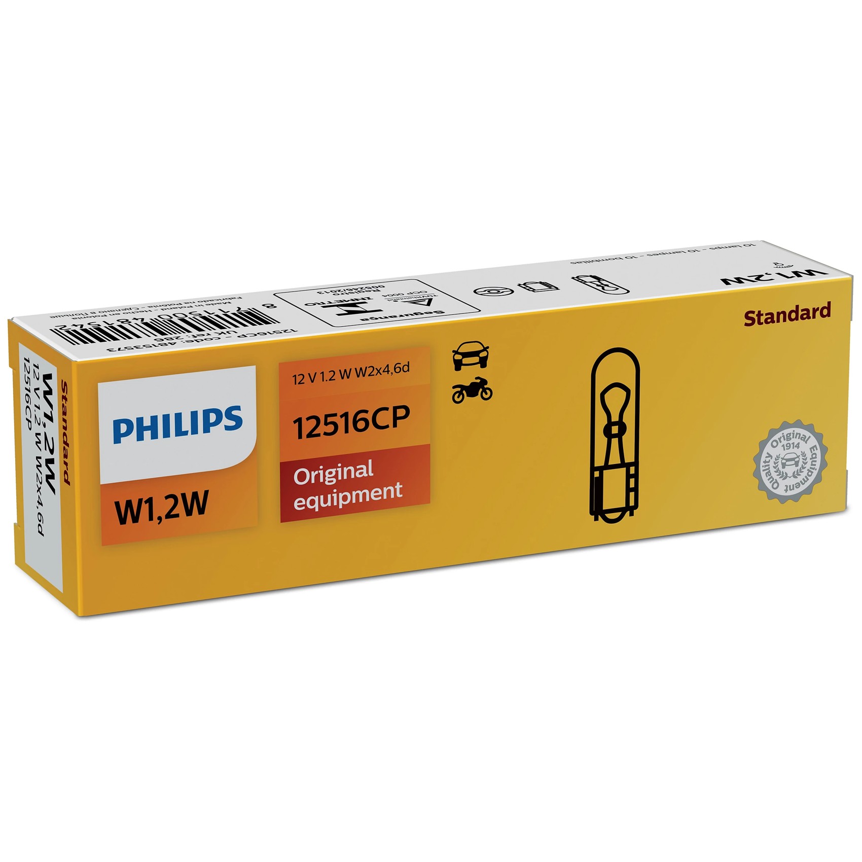 10 Lâmpadas do Painel W1,2W 12V - Philips - 12516