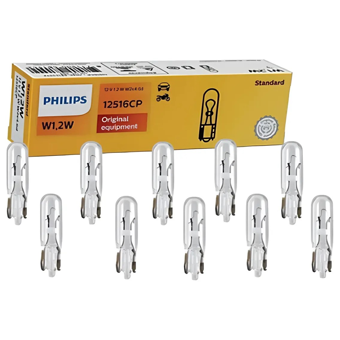 10 Lâmpadas do Painel W1,2W 12V - Philips - 12516