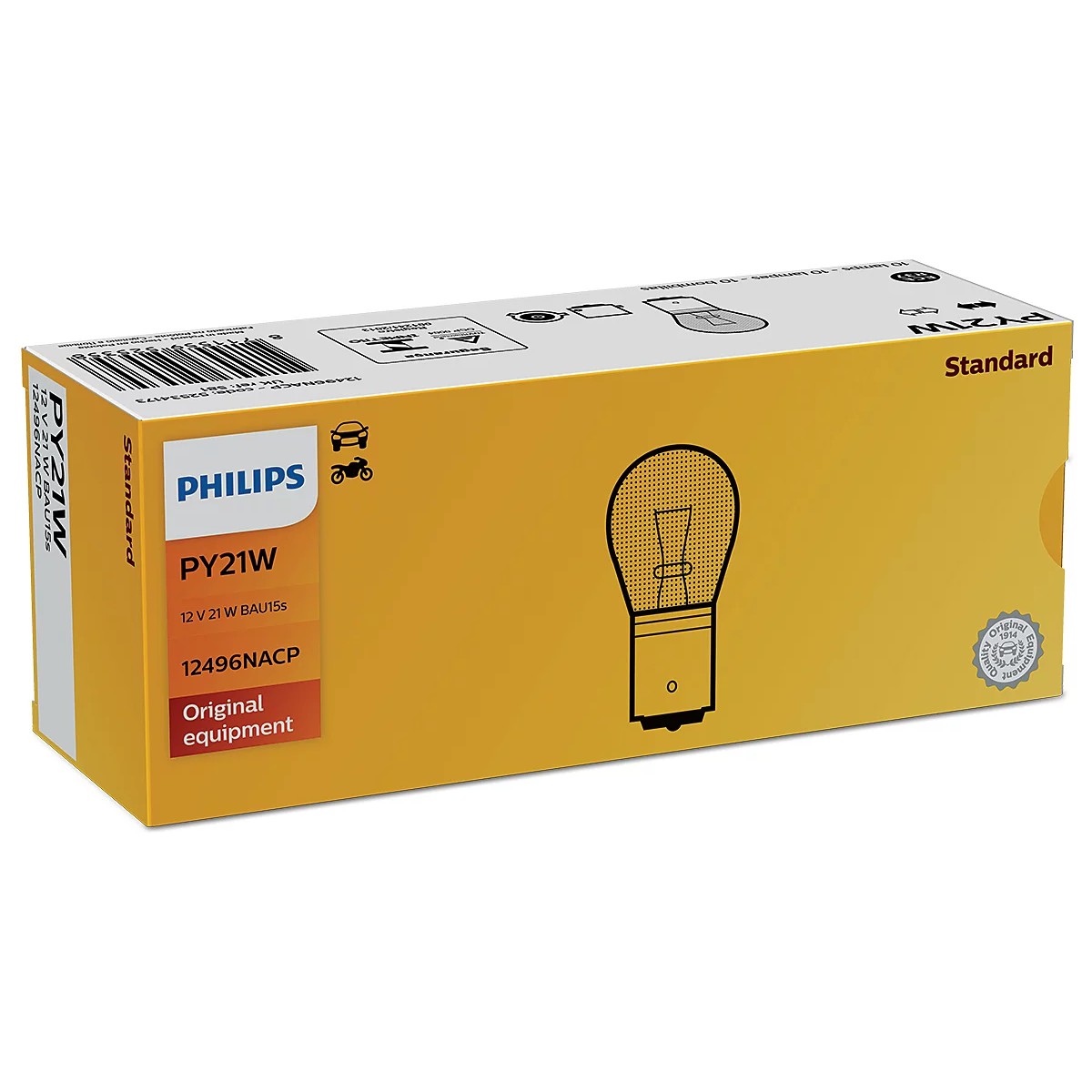 10 Lâmpadas de Sinalização Halógena 21W PY21 Amarelo - Philips - 12496