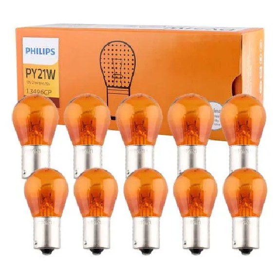 10 Lâmpadas do Pisca PY21W 21W 24V Amarelo - Philips - 13496