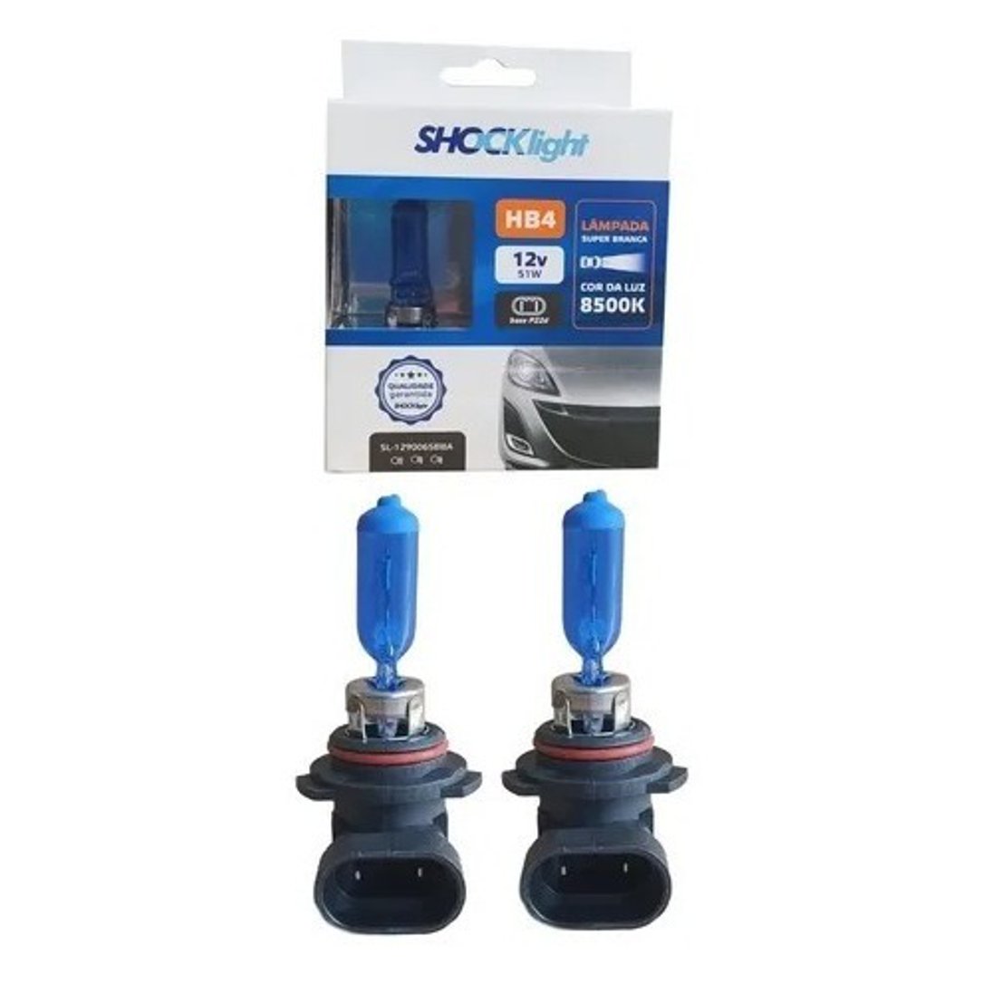 Par de Lâmpadas Super Branca Hb4 8500K 12V 55W - Shocklight - SL-129006SBBA