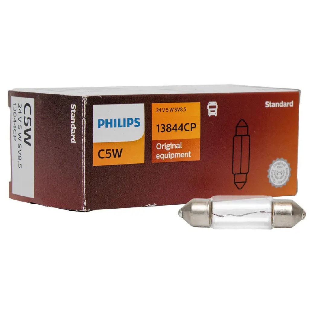 10 Lâmpadas Torpedo 5W 24V C5W SV8,5 Incolor - Philips - 13844
