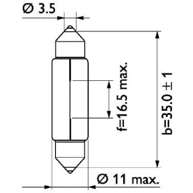 10 Lâmpadas Torpedo 5W 24V C5W SV8,5 Incolor - Philips - 13844
