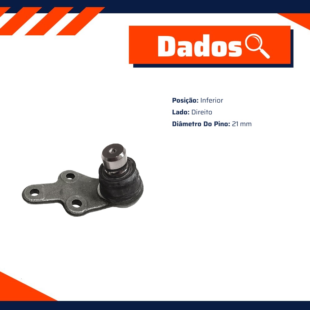 Pivô de Suspensão Inferior Lado Direito para Ford Focus e Focus Sedan - First - 22022