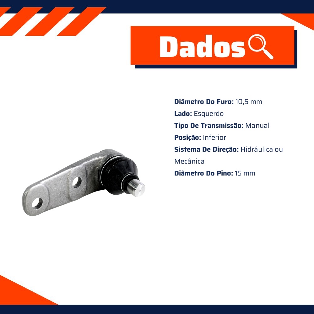 Pivô de Suspensão Inferior Lado Esquerdo - Volda - PI178