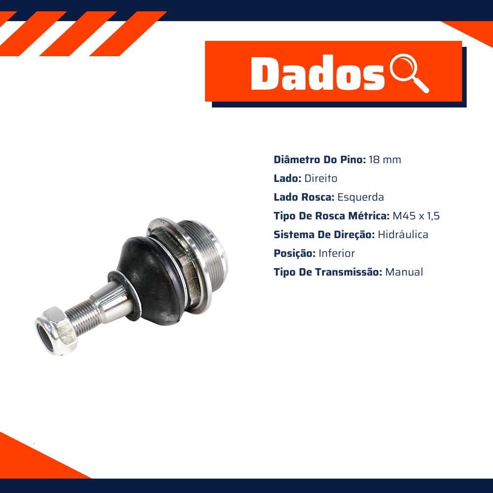 Pivô de Suspensão Inferior Lado Direito para Renault Master - Volda - PI208