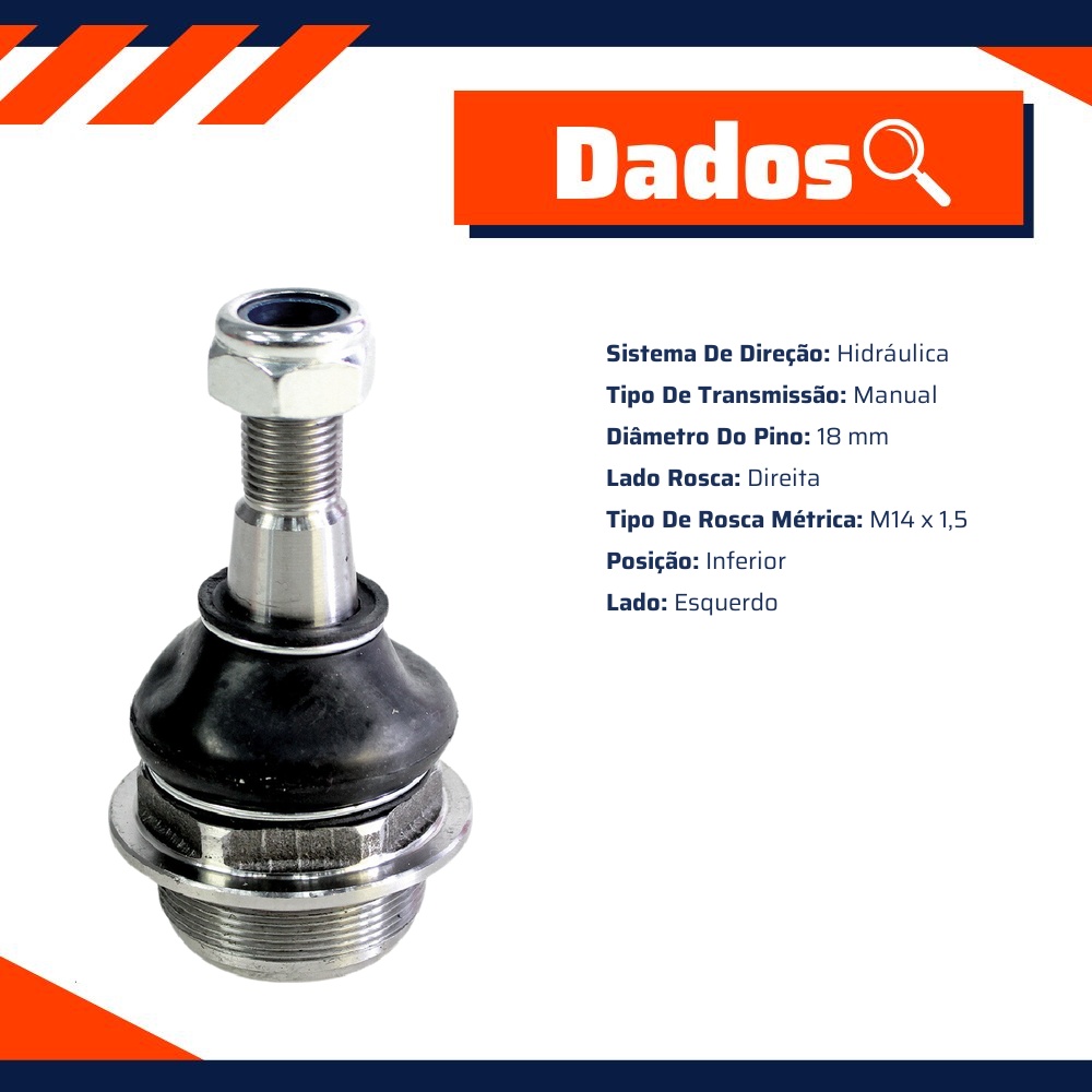 Pivô de Suspensão Inferior Lado Esquerdo para Renault Master - Volda - PI207