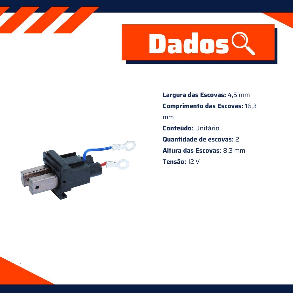 Porta Escovas para Alternador com 2 Escovas - Unifap - 2.221/2