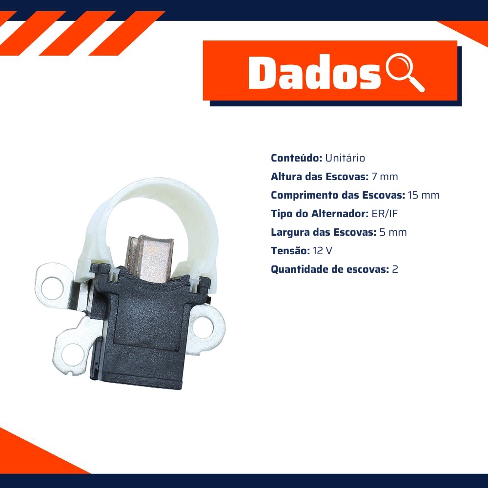 Porta Escovas para Alternador com 2 Escovas - Unifap - 2.222/2