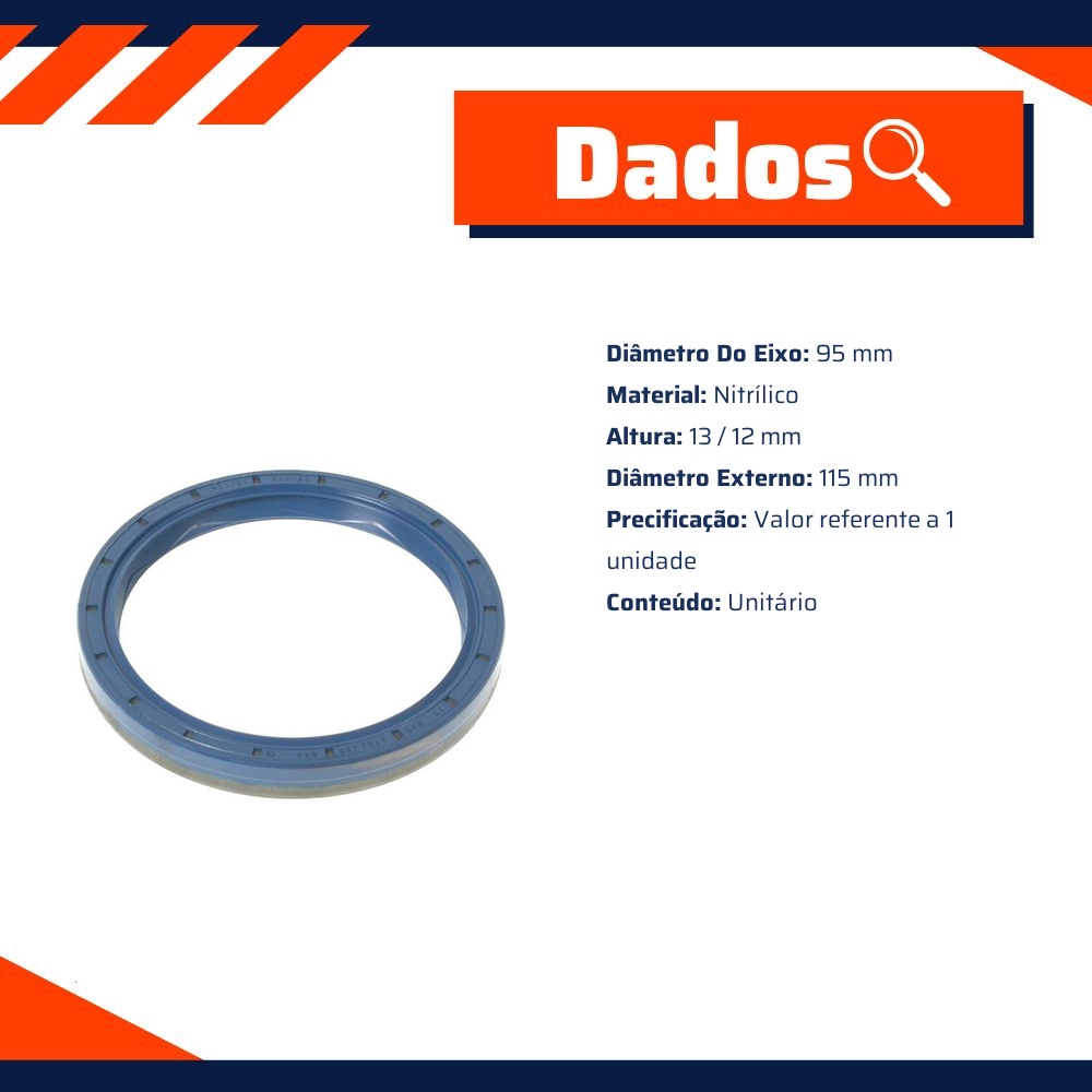 Retentor do Cubo de Roda 95 x 115 x 13/12 mm - Corteco - 1324N