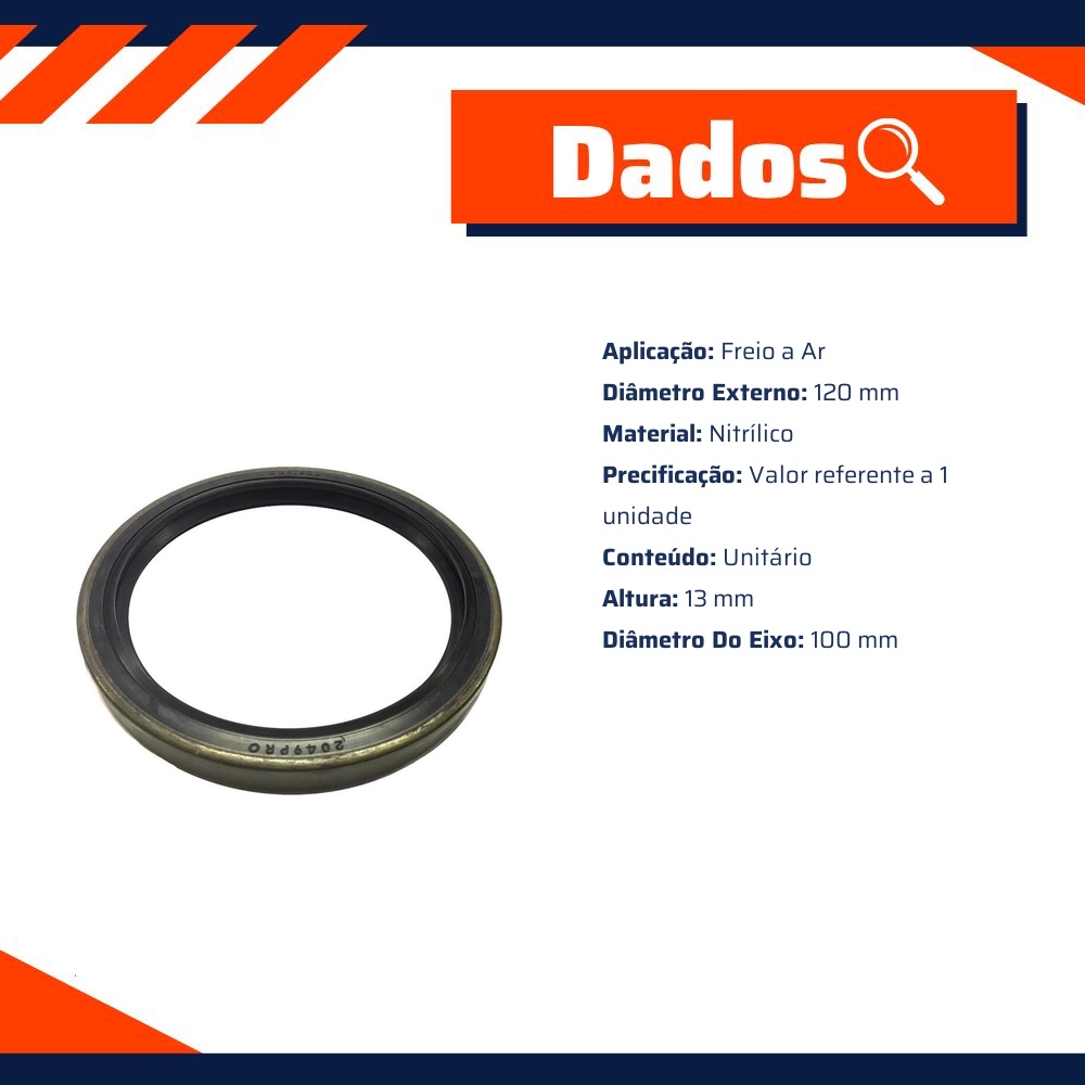 Retentor do Cubo de Roda 100 x 120 x 13 mm - Corteco - 2049PRO