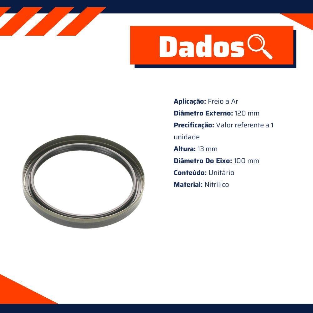 Retentor do Cubo de Roda 100 x 120 x 13 mm - Corteco - 2128N