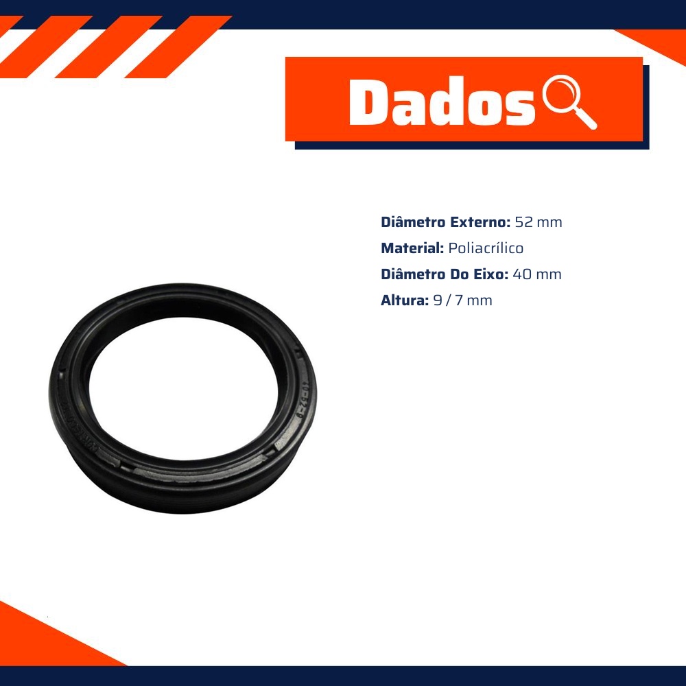 Retentor do Semieixo 40 x 52 x 9/7 mm - Corteco - 16P