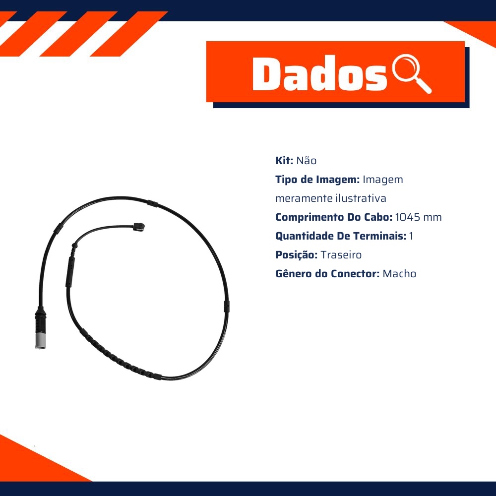 Sensor de Desgaste de Pastilha de Freio Traseiro com Cabo de 1045mm - Textar - 98047600