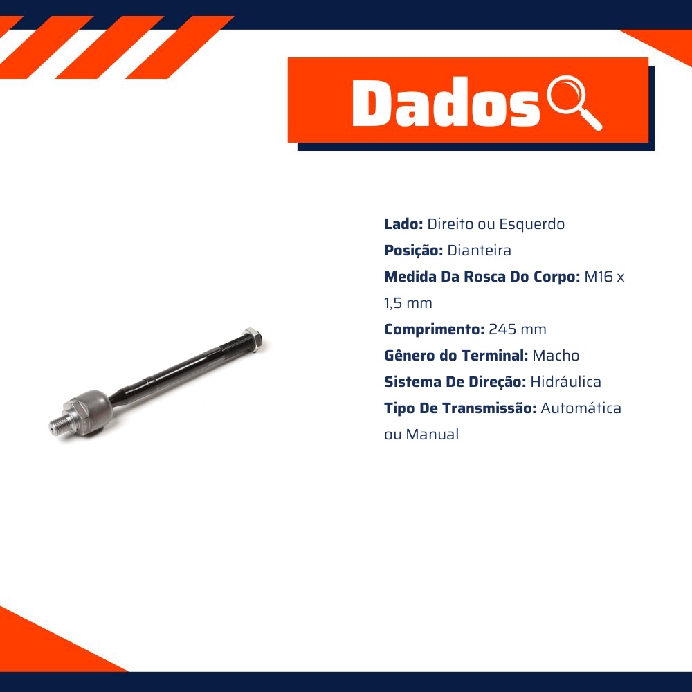 Terminal Axial Lado Direito ou Esquerdo para Hyundai Tucson e KIA Sportage - Volda - AX102