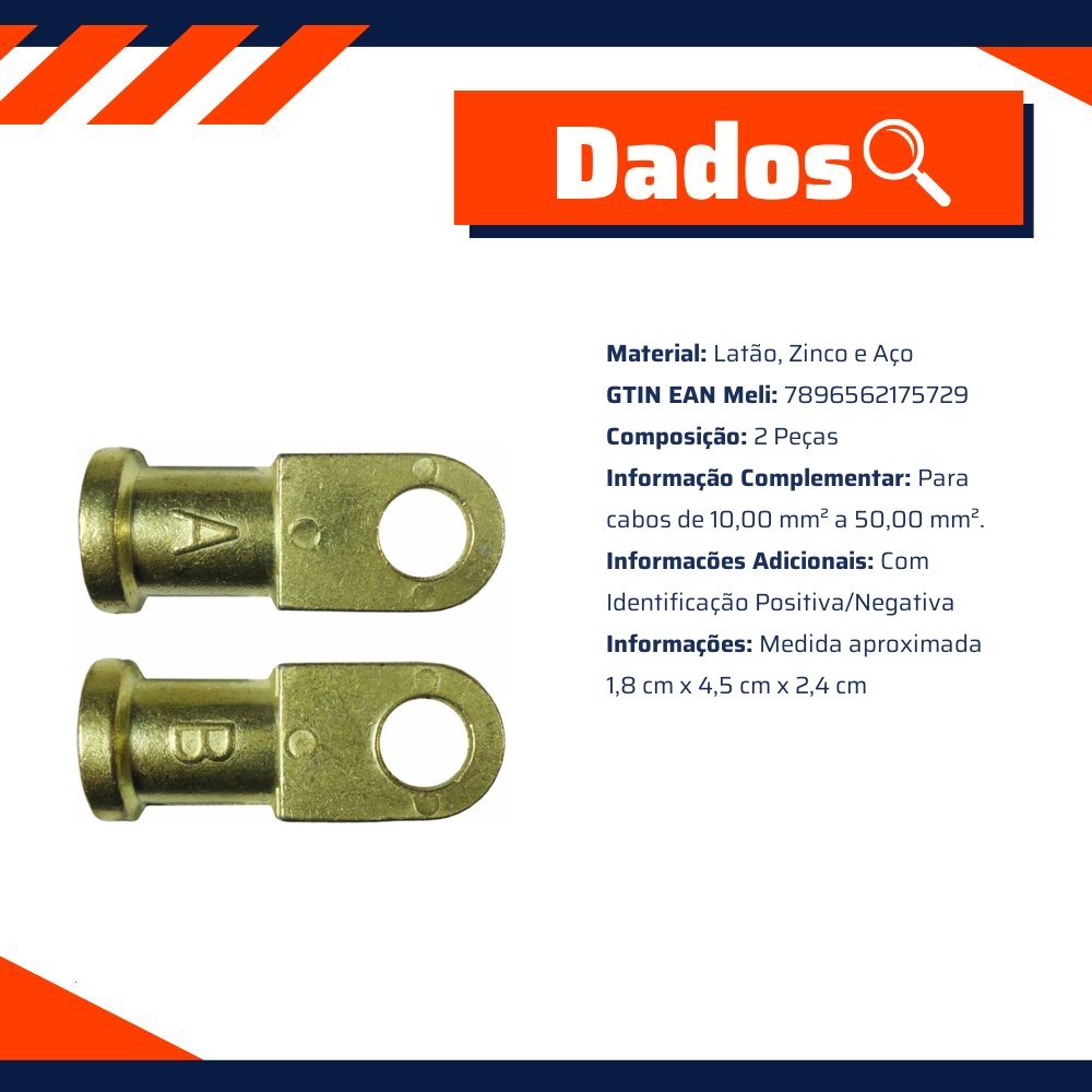 Terminal de Bateria Auto Ponteira Kit 2 Peças Chave Comutadora - DNI - 7572
