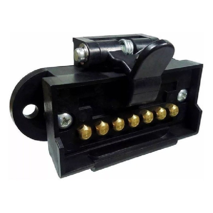 Conjunto de Tomada Fixa e Móvel 7 Polos Nylon Retangular 12/24v - DNI - 8302