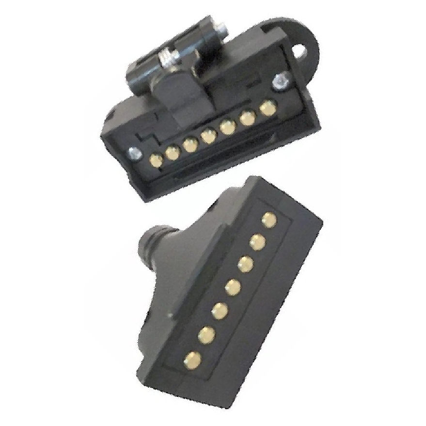 Conjunto de Tomada Fixa e Móvel 7 Polos Nylon Retangular 12/24v - DNI - 8302