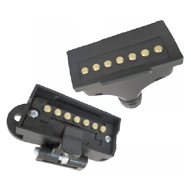 Conjunto de Tomada Fixa e Móvel 7 Polos Nylon Retangular 12/24v - DNI - 8302