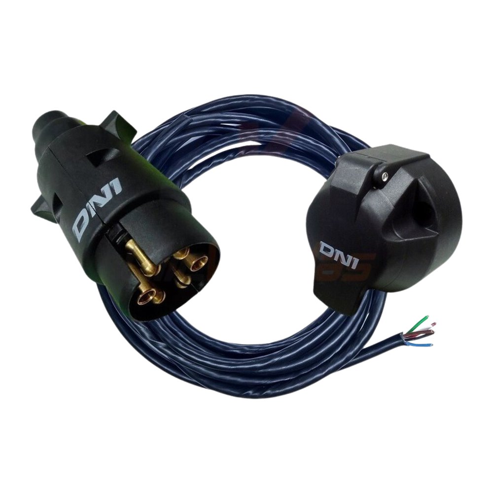 Kit de Tomada Elétrica com Cabo 6x1 5m para Engate 6 Polos em Nylon Preto - DNI - 8359