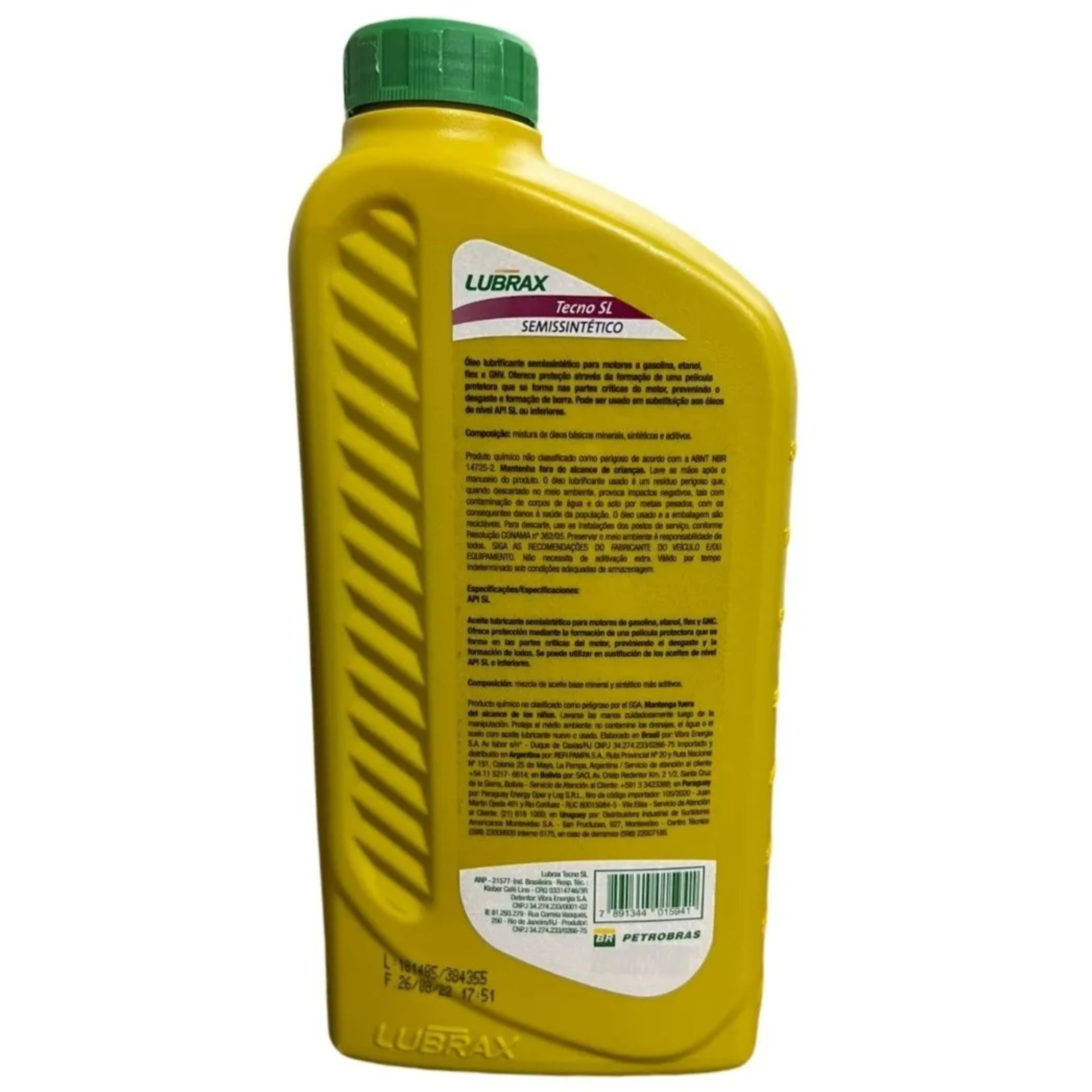 Óleo de Motor 15W40 TECNO API SL Semissintético 1L - Lubrax