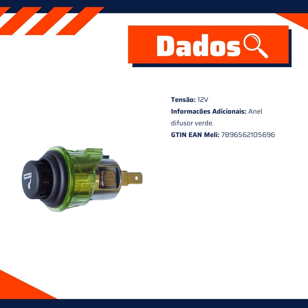 Acendedor de Cigarro 12V - DNI - 0569