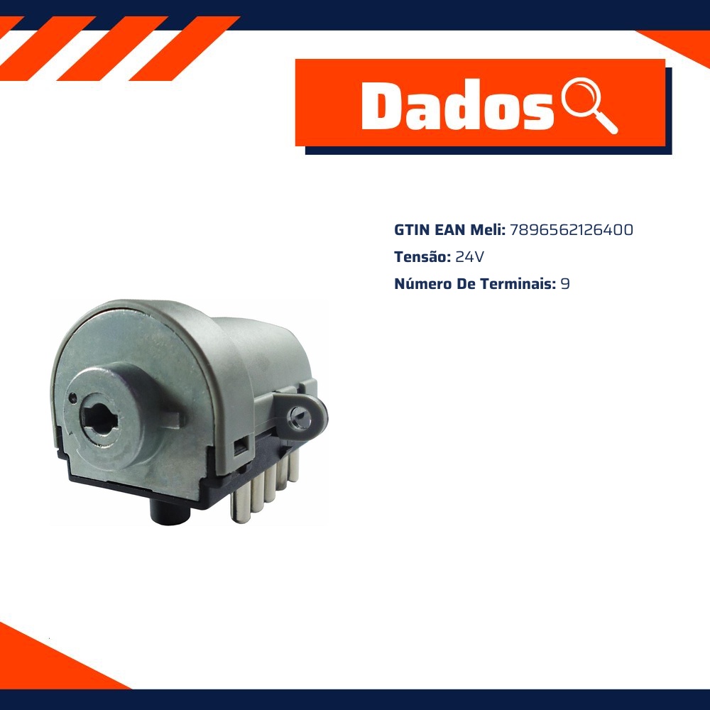 Chave Comutadora de Ignição 24V 9 Terminais - DNI - 2640