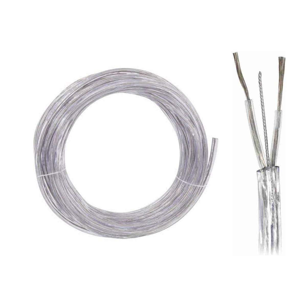 Cabo Cristal Tipo PP para Iluminação LED Som 2x0.50 Estanhado Rolo com 5 Metros - DNI - PP205CSNE5