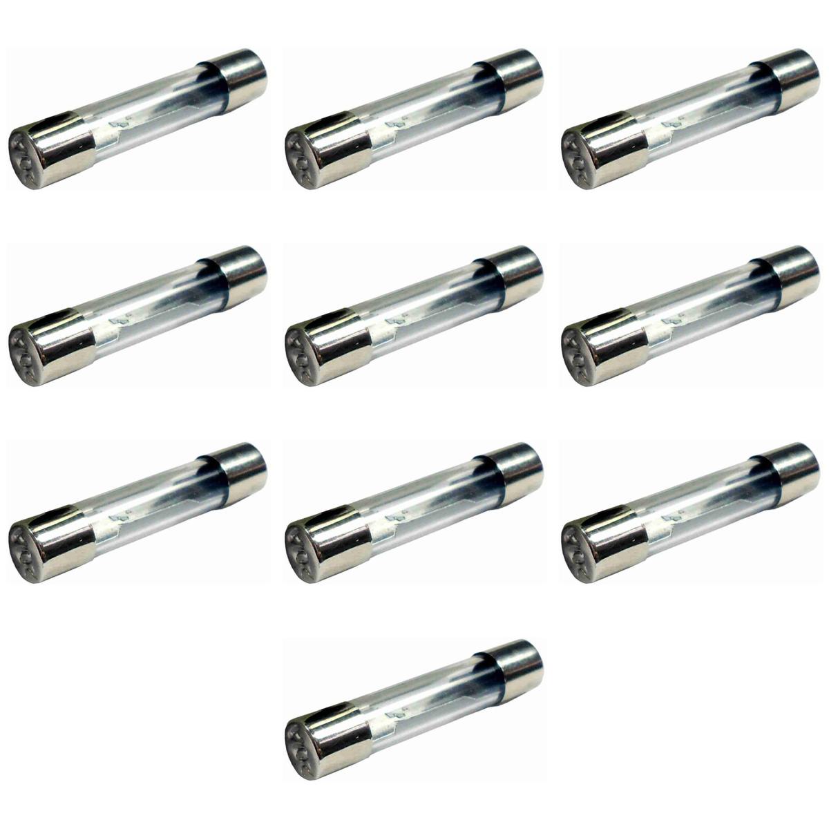 Kit 10 Fusível Vidro 10A Curto Universal 20x5 mm - DNI - 3150010