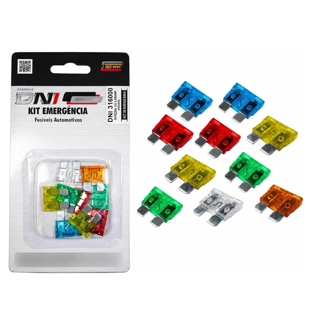 Fusível Lâmina Kit de Emergência 10 Peças Blister - DNI - 316000