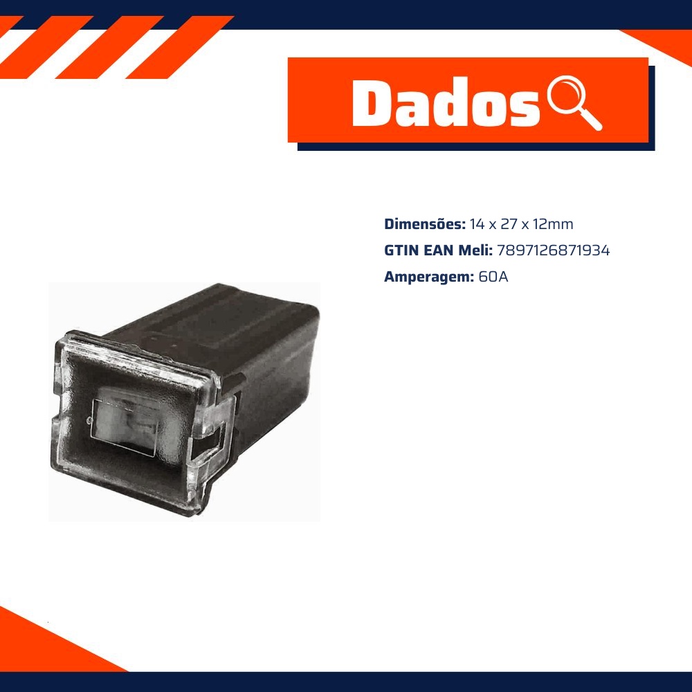 Fusível MIDI Fêmea JCASE Standard 80A Universal - DNI - 319480