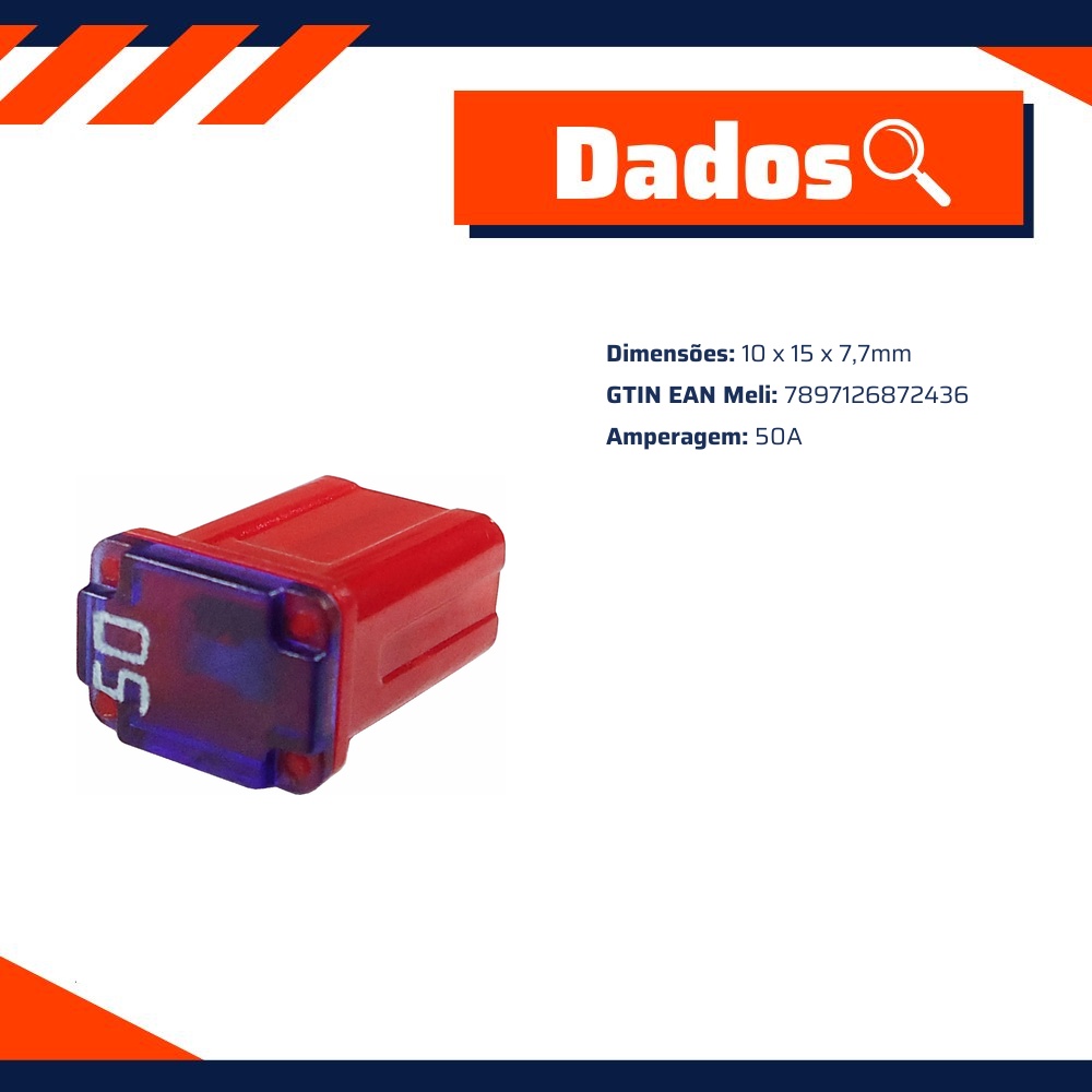 Fusível MIDI Fêmea MCASE 50A Universal - DNI - 319750