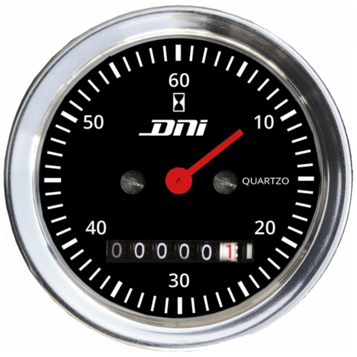 Horímetro Fundo Preto Aro Cromado 52mm Bivolt Universal - DNI - 4503