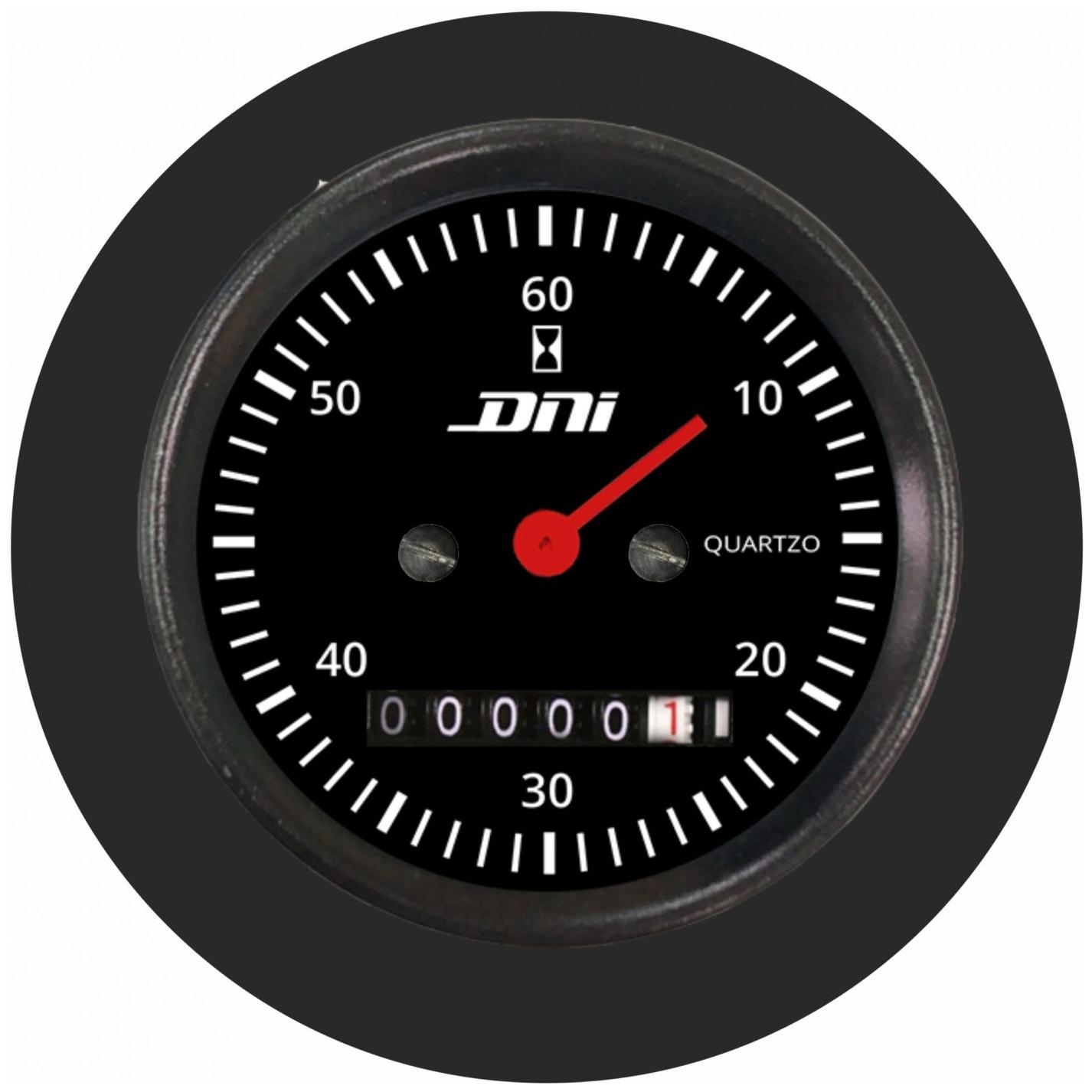 Horímetro Preto com Amortecedor e Iluminação 52mm Bivolt Universal - DNI - 4502