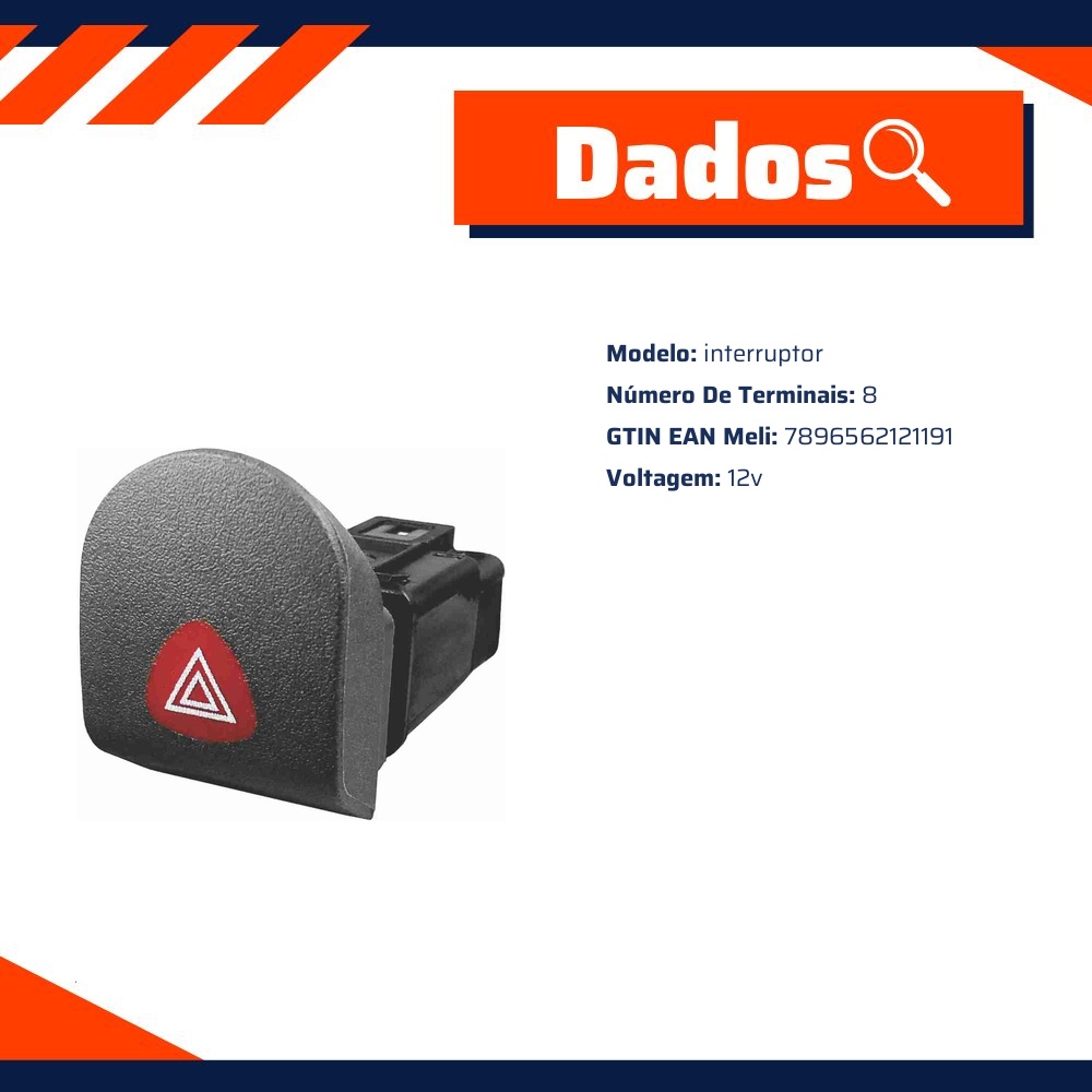 Interruptor Pisca Alerta Emergência para Renault Kangoo - DNI - DNI 2119