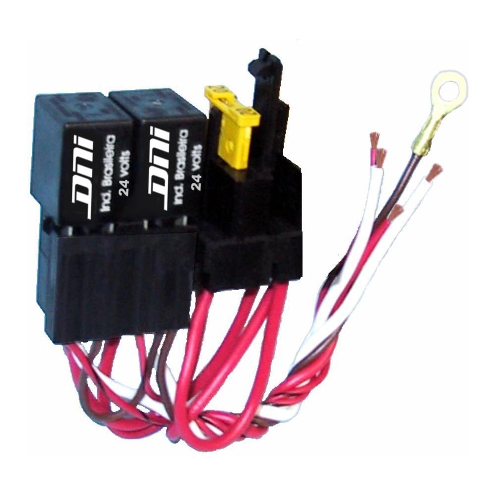 2 Mini Relés com Soquete Chicote Fusível 24V 40A 4 Terminais - DNI - 0218