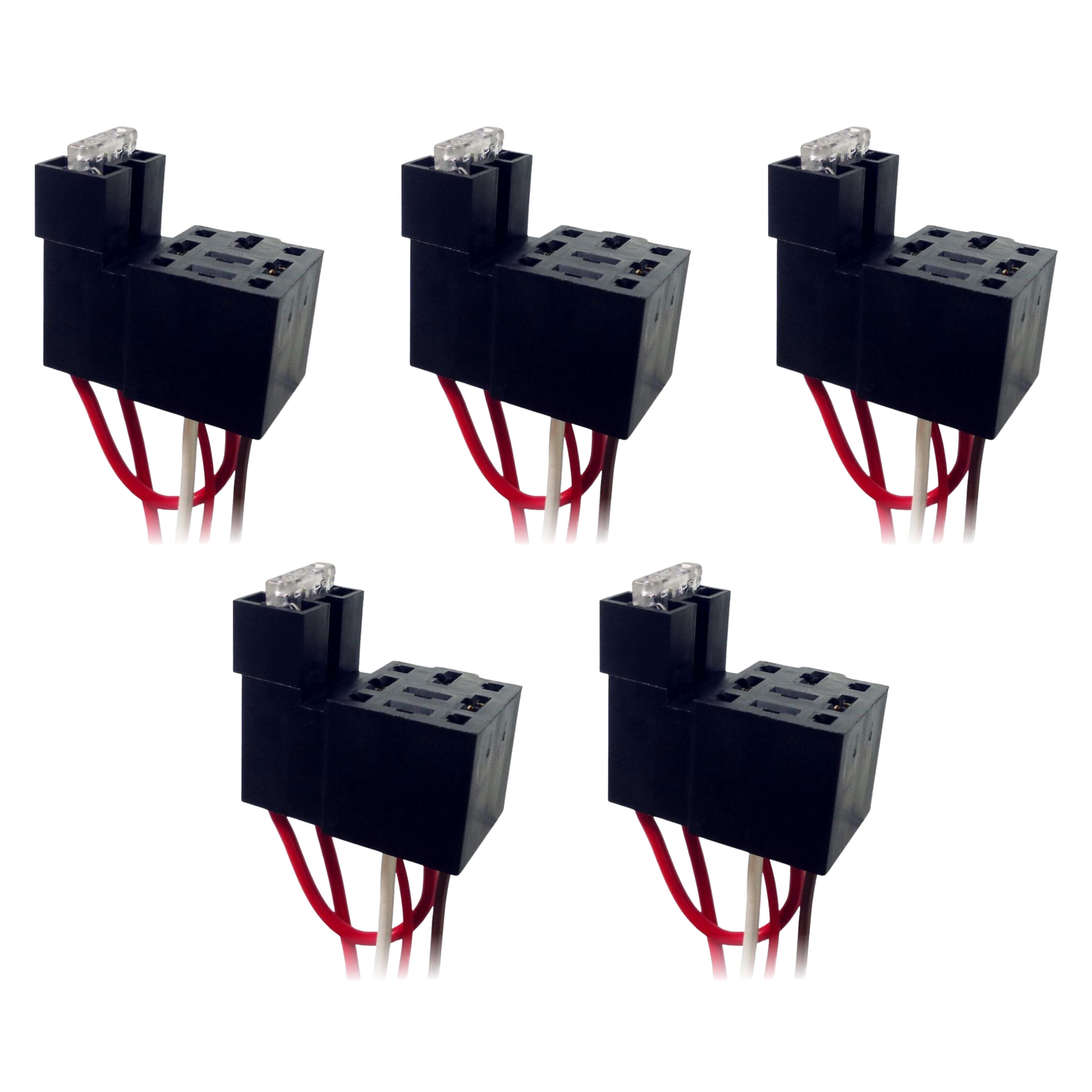 Kit 5 Chicotes com Fusível e Soquete para Relés 4 Terminais 40A - DNI - 7511