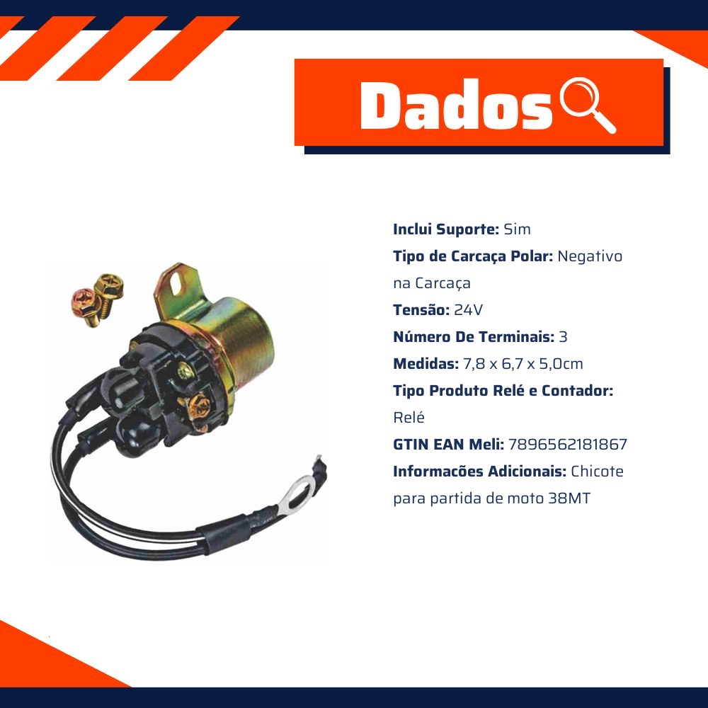 Relé Auxiliar de Partida para Motor - DNI - 8186