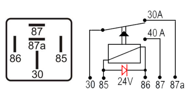 Relé Auxiliar Reversor com Diodo 24V 5 Terminais - DNI - 0296