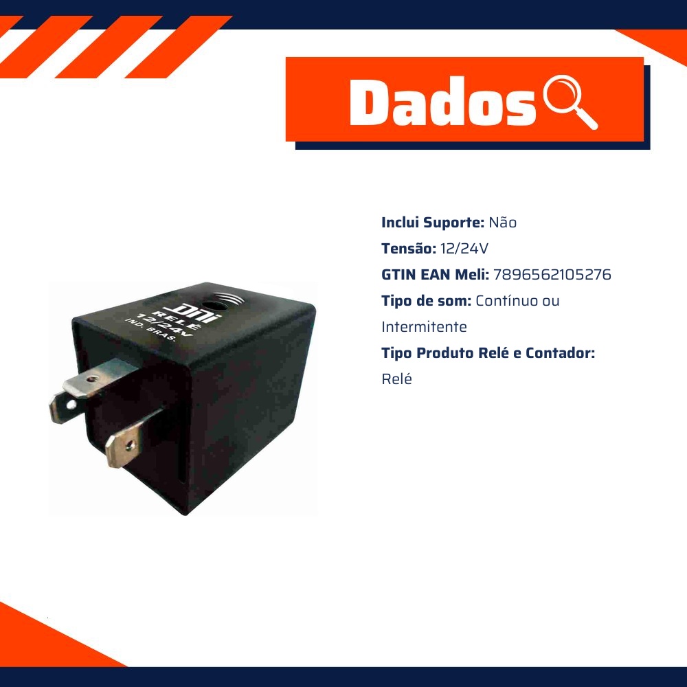 Relé Cigarra com Som Contínuo ou Intermitente 12/24V - DNI - 0527