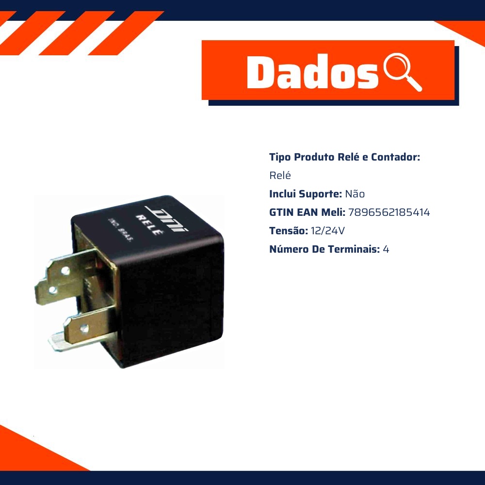 Relé Detector de Água 12/24V 4 Terminais - DNI - 8541