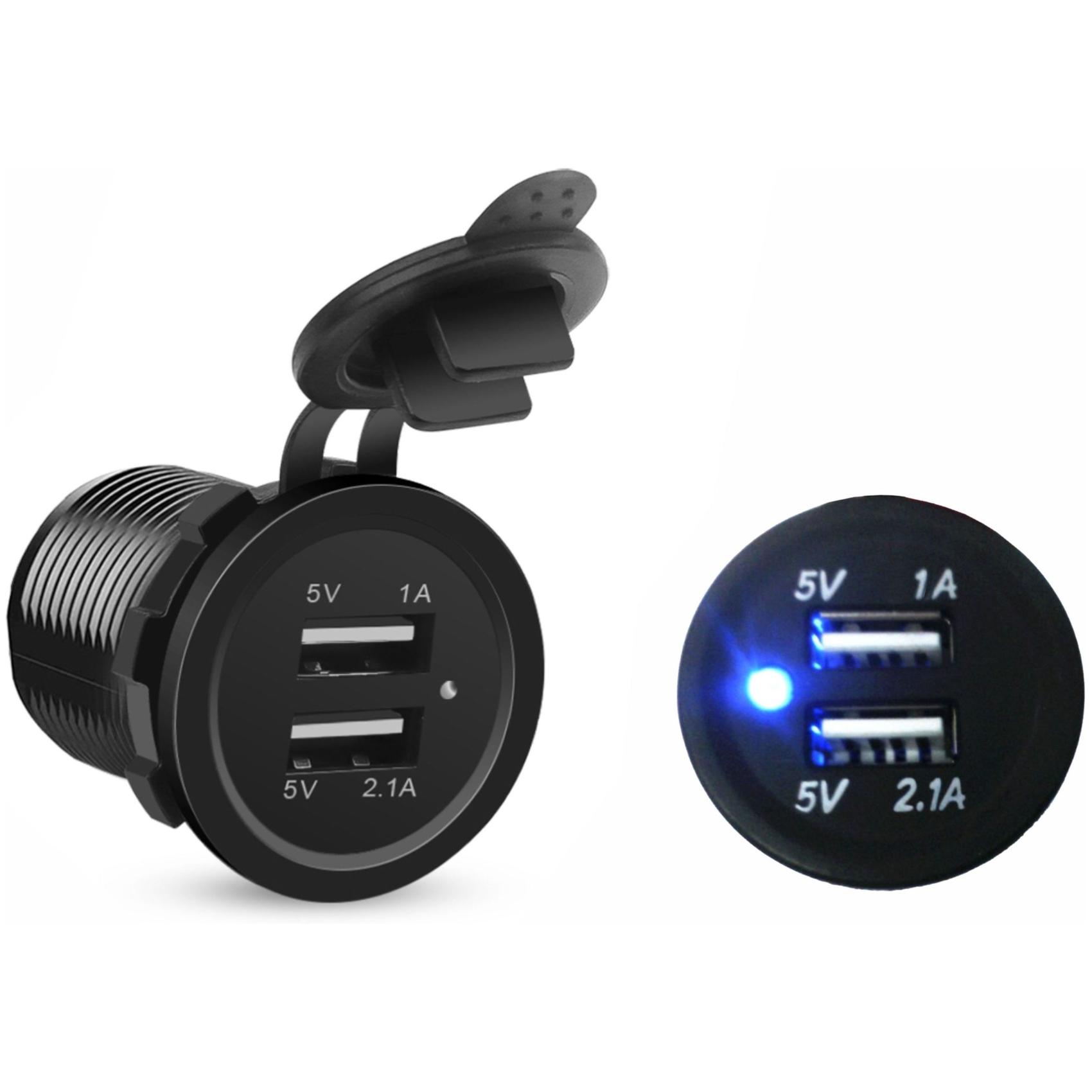 Tomada Veicular Bivolt Duplo USB 12V 24V - DNI - 0586